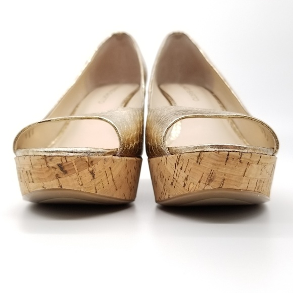 Franco Sarto Surf Peep Toe Metallic Wedge Sz 9 - Picture 2 of 8